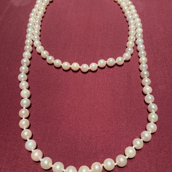 Pearl Necklace Grade AA uniform cultured Pearls 36” - Picture 2 of 5